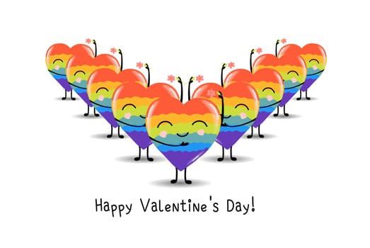 Gay Pride. LGBT concept. Cartoon vector colorful illustration. Valentine's Day. Rainbow heart. Lesbian-gay-bisexual-transgender. Rainbow love concept. Vector illustration