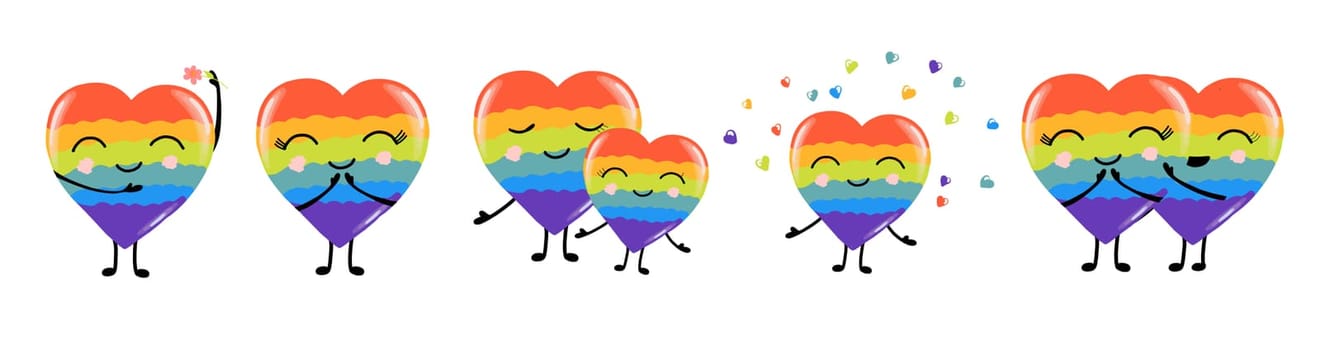 Gay Pride. LGBT concept. Cartoon vector colorful illustration. Valentine's Day. Rainbow heart. Lesbian-gay-bisexual-transgender. Rainbow love concept. Vector illustration
