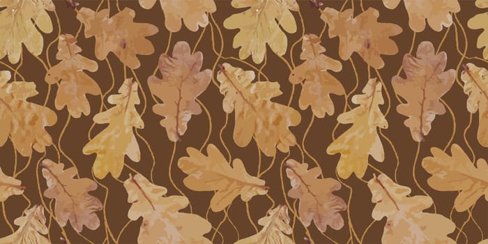 .Autumn geometric seamless patternBig banner for social media, covers for personal blogs, discount poster template for offline, online stores. autumn leaves on a dark background. Yellow leaves in real