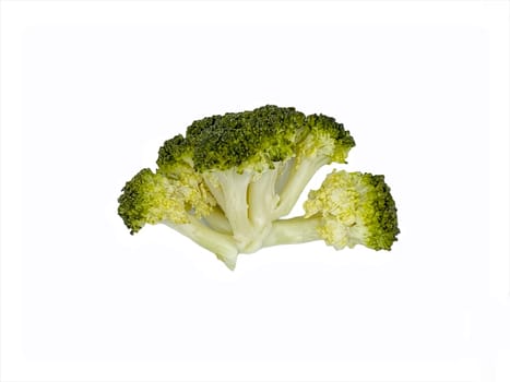 Raw broccoli on white background. Selective focus
