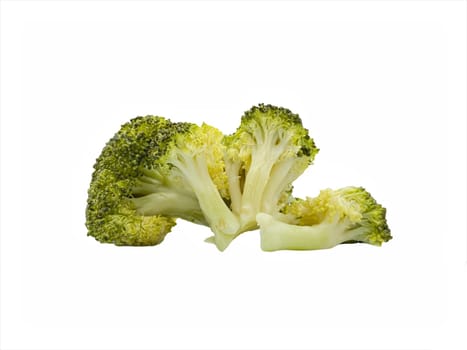 Raw broccoli on white background. Selective focus
