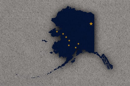 Map and flag of Alaska on felt