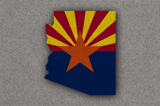 Map and flag of Arizona on felt
