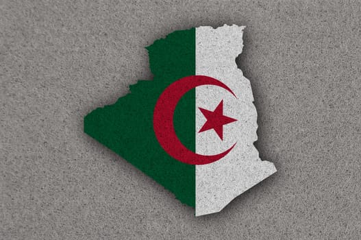 Map and flag of Algeria on felt
