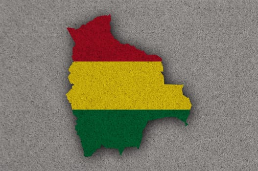 Map and flag of Bolivia on felt