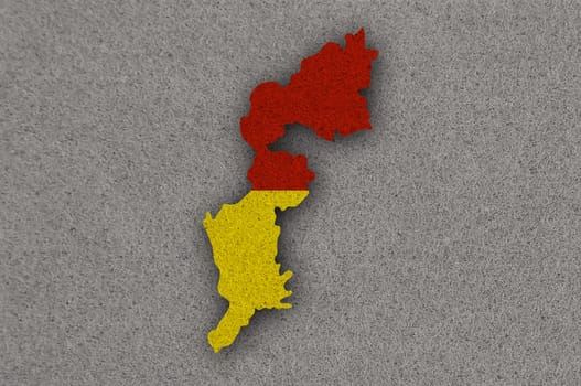 Map and flag of Burgenland on felt