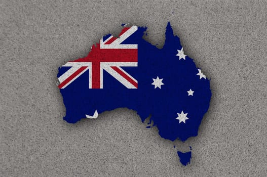Map and flag of Australia on felt