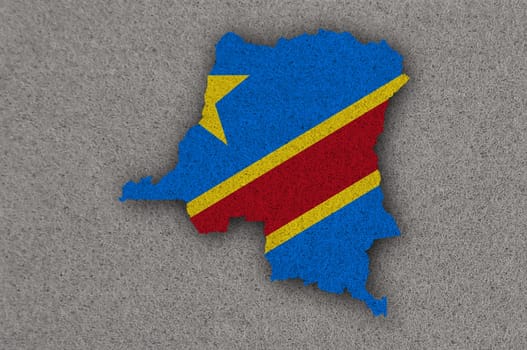 Map and flag of Democratic Republic of the Congo on felt