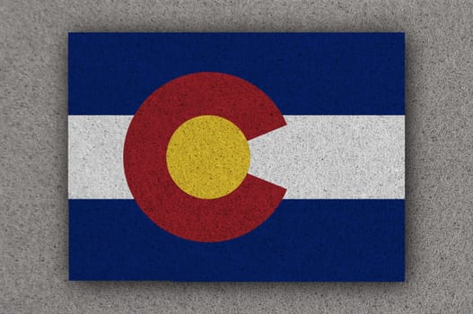 Map and flag of Colorado on felt
