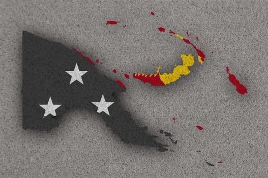 Map and flag of Papua New Guinea on felt