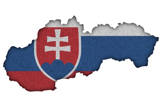 Map and flag of Slovakia on felt