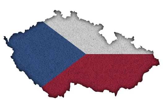 Map and flag of Czech Republic on felt
