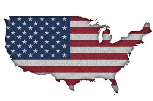 Map and flag of USA on felt