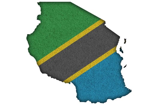 Map and flag of Tanzania on felt
