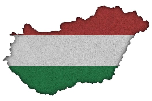 Map and flag of Hungary on felt