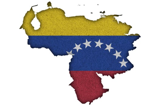 Map and flag of Venezuela on felt