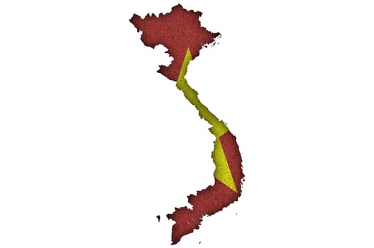 Map and flag of Vietnam on felt