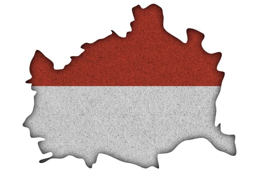 Map and flag of Vienna on felt