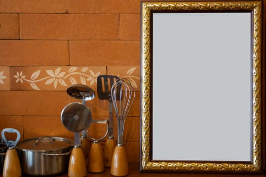 Vintage retro items decorated on wood wall, stock photo