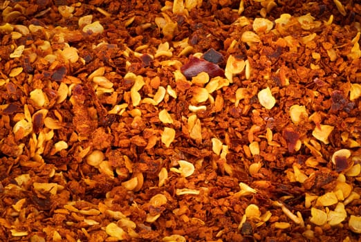 Red Pepper Flakes, close up of crushed chili pepper