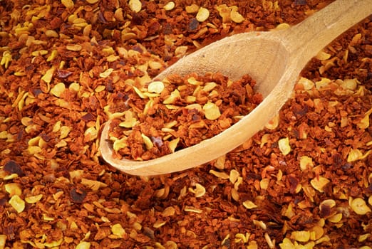 Red Pepper Flakes, close up of crushed chili pepper