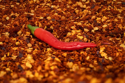 Red Pepper Flakes, close up of crushed chili pepper