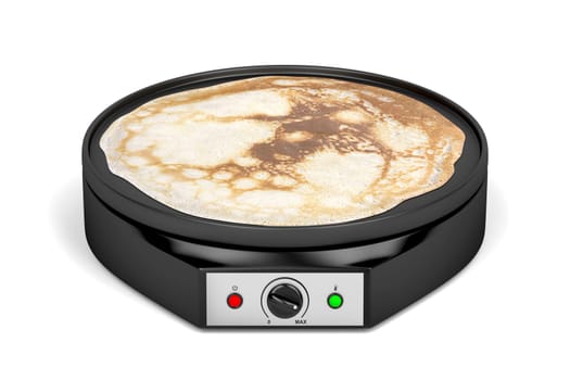 Electric pancake maker on white background