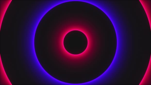 Abstract neon circles, computer generated. 3d rendering of futuristic shining backdrop