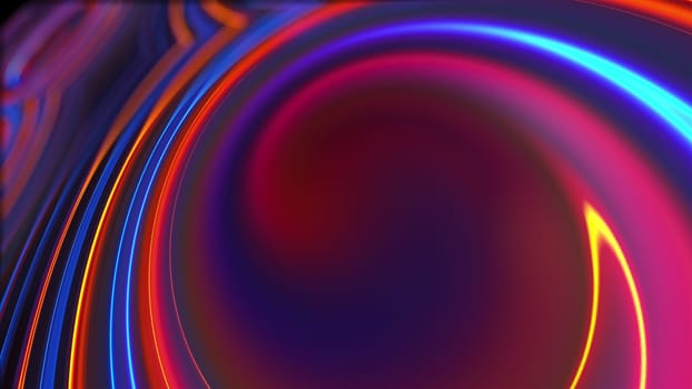 Spiral wavy texture with neon lighting, computer generated. 3D rendering of color plasma backdrop
