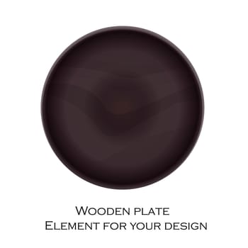 Wooden round plate on a white background.