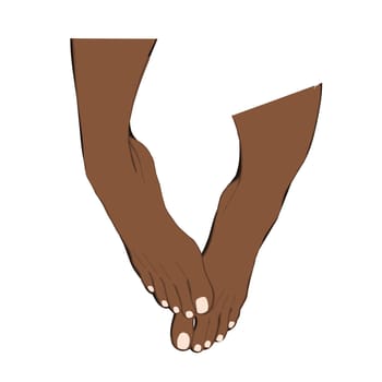 Beautiful with black woman legs, isolated on soft white background. Hygiene concept. Hygiene of the feet. pedicure.