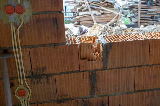 building a house, close-ups of construction errors