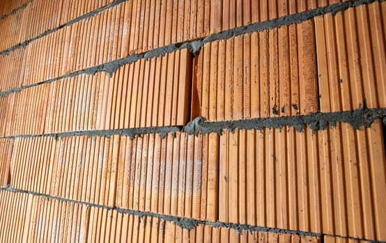 building a house, close-ups of construction errors in walls
