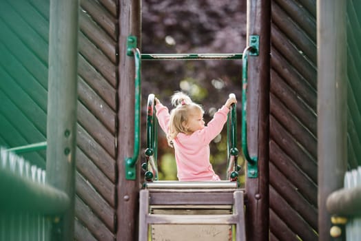 child to playgrounds, having fun, slider