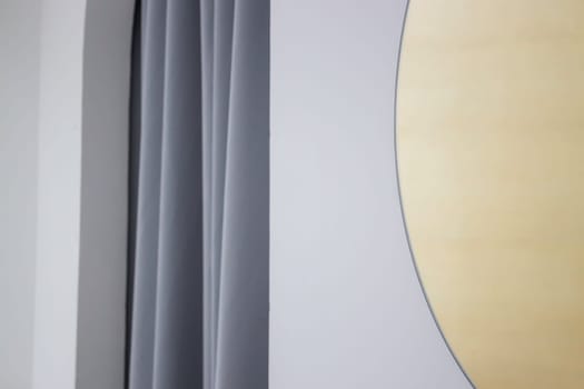 Soft curtain in modern white room, stock photo