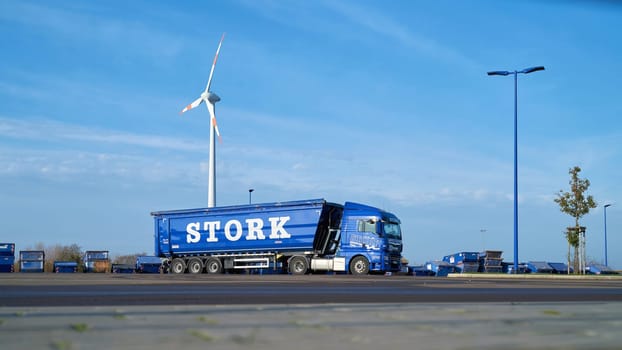 Car park of the company Stork environmental services in the industrial area Rothensee in Magdeburg