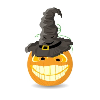 Cartoon halloween pumpkin hat for web design. Happy halloween vector illustration.