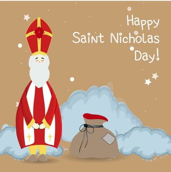 Abstract invitation card. Christmas illustrations. Vintage illustration. Postcard, banner, poster. Party invitation. Holiday concept. Winter vector illustration. Traditional holiday saint nicholas day