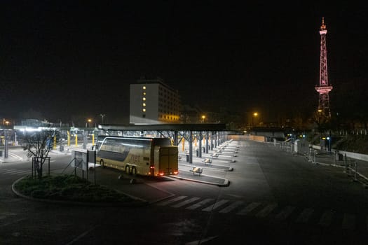 the empty new built central bus station in Berlin because of Corona