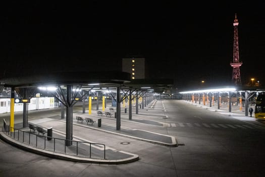 the empty new built central bus station in Berlin because of Corona