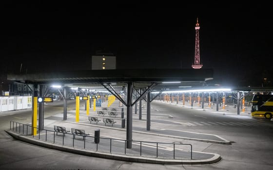 the empty new built central bus station in Berlin because of Corona