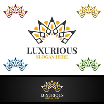 Crown Luxurious Royal Logo for Jewelry, Wedding, Hotel or Fashion Design