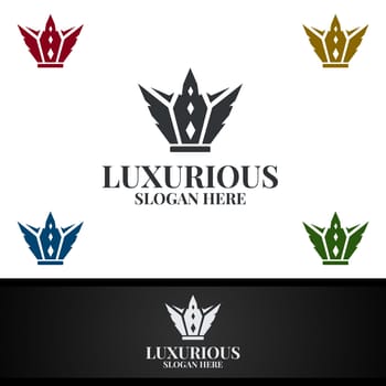 Crown Luxurious Royal Logo for Jewelry, Wedding, Hotel or Fashion Design