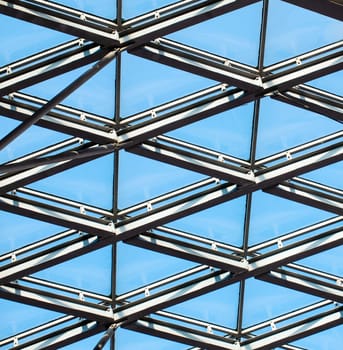 The Glass architecture. Close-up photo of contemporary hi-tech architectural detail.