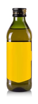 The Olive oil bottle with blank label isolated on white background
