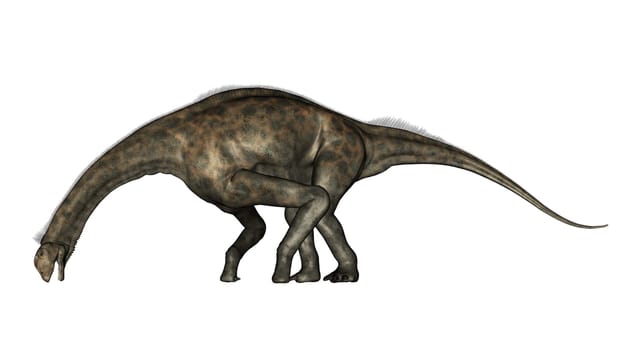 Atlasaurus dinosaurs drinking isolated in white background - 3D render