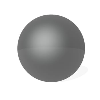 Ebony sphere with little shadow isolated in white background - 3D render