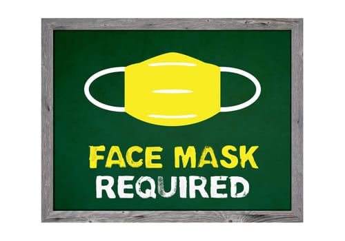 Face Mask required - Sign or Chalkboard with grunge text