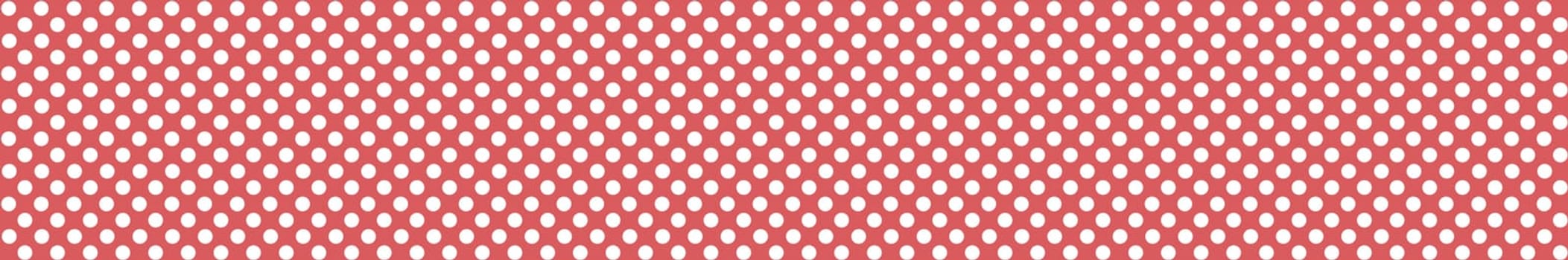 Very wide red and white background template with white dots on green texture