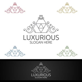 Crown Luxurious Royal Logo for Jewelry, Wedding, Hotel or Fashion Design